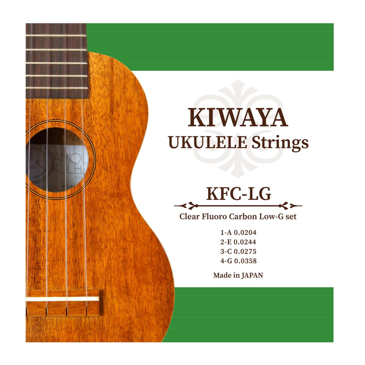 [KIWAYA] KFC-LG Fluorocarbon Strings Low-G Set (All Size Compatible, Ukulele Strings, Clear)
