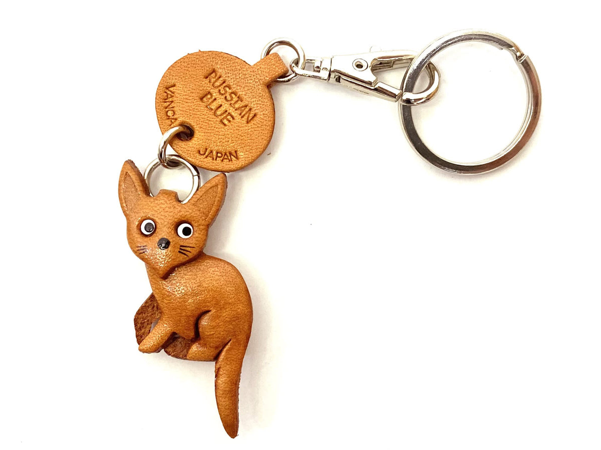 [Handmade made in Japan, new, craftsman] [] Russian Blue VANCA this leather key chain anywhere demo cat (japan import)