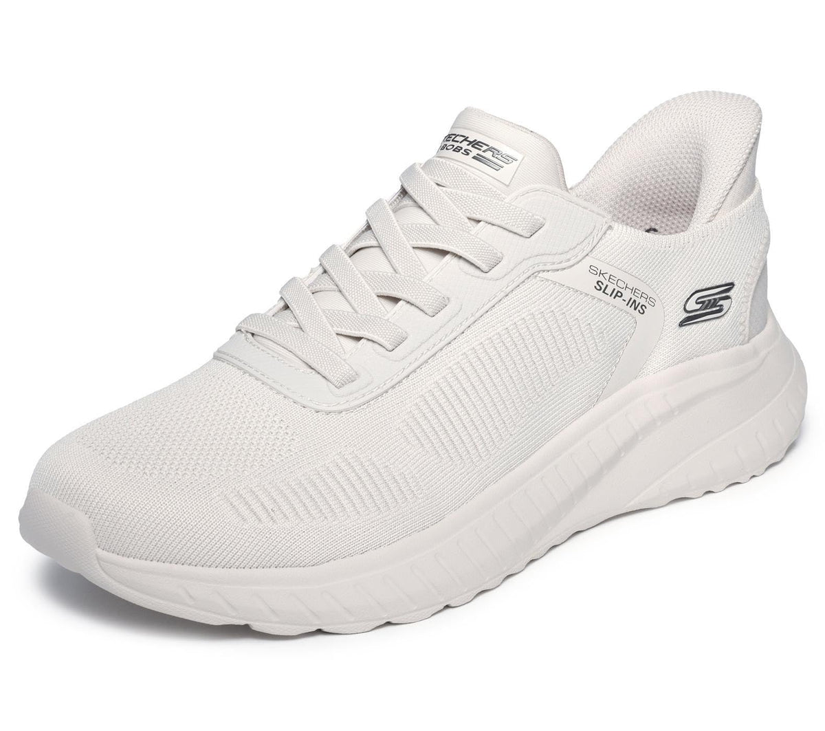[Skechers] Sneakers Boots Slip-in Bobs Sport Squad Chaos - Solid Step_118312 Men's Machine Washable, White (Off-White), 8.5