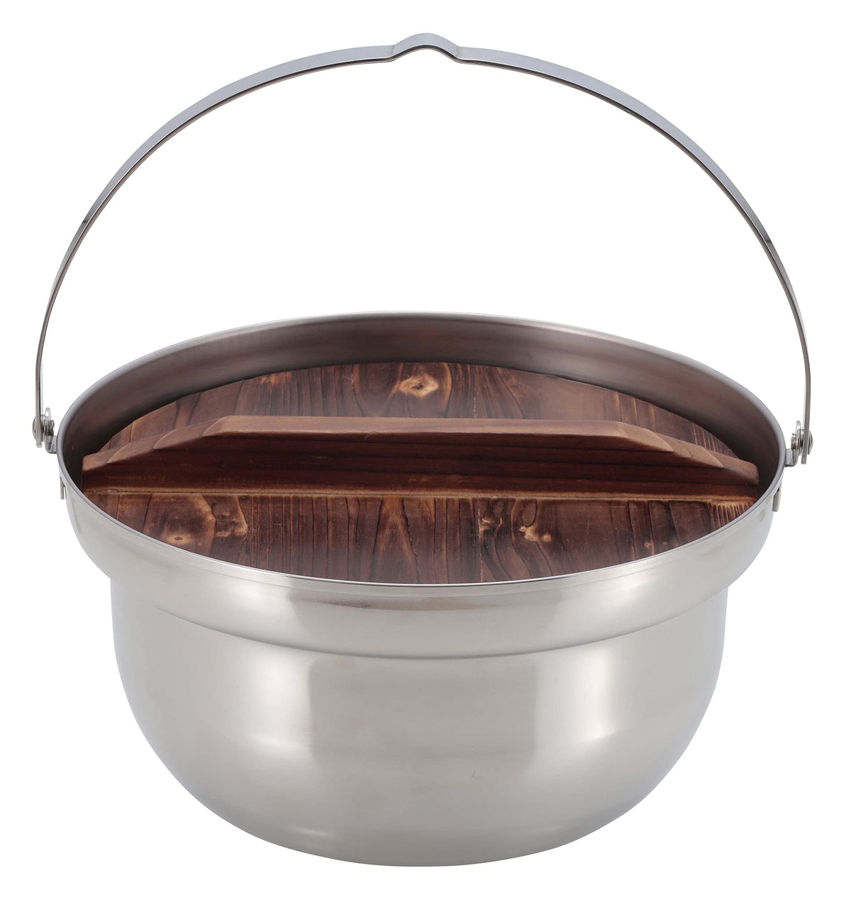 Captain Stag UH-4125 Outdoor Pot, Camping Bonfire Pot with Wooden Lid, 8.7 inches (22 cm), Stainless Steel, Made in Japan