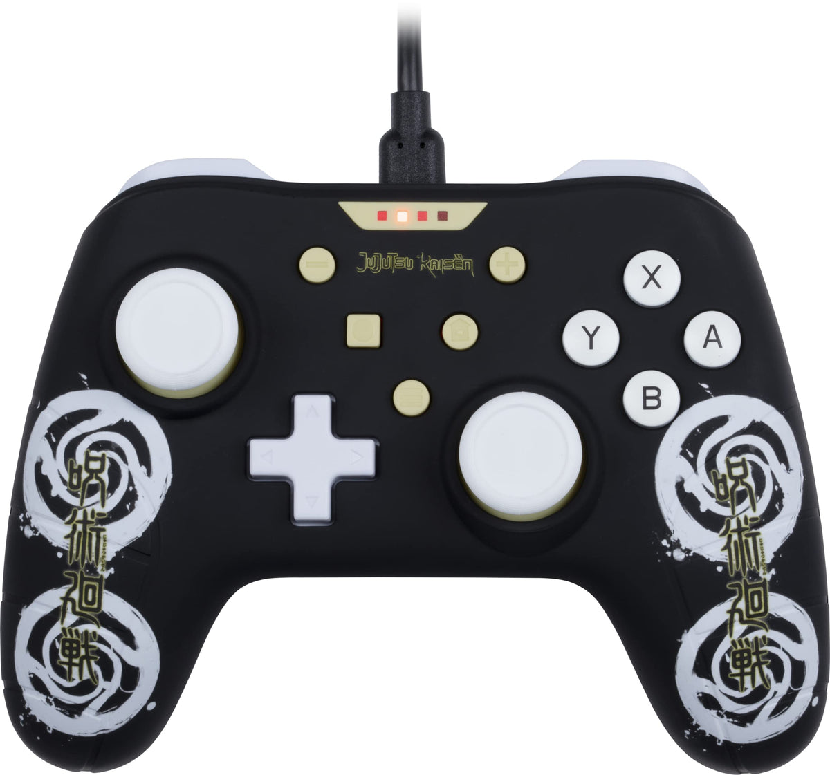 Konix Jujutsu Kaisen Kabelgebundener Controller für Nintendo Switch, Switch OLED und PC - Vibrationsfunktion - 3 m Kabel - Schwarz und Weiß