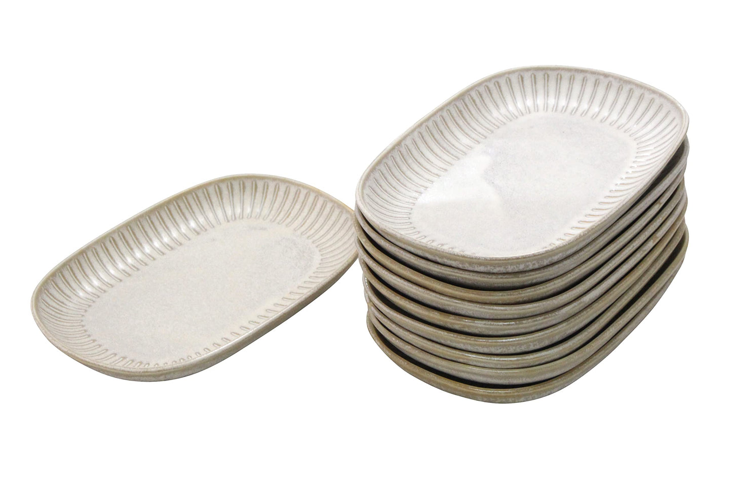 Castle Enterprises Old House Cafe Series, Easy to Match Any Dish, Titanium Mat White, Set of 10