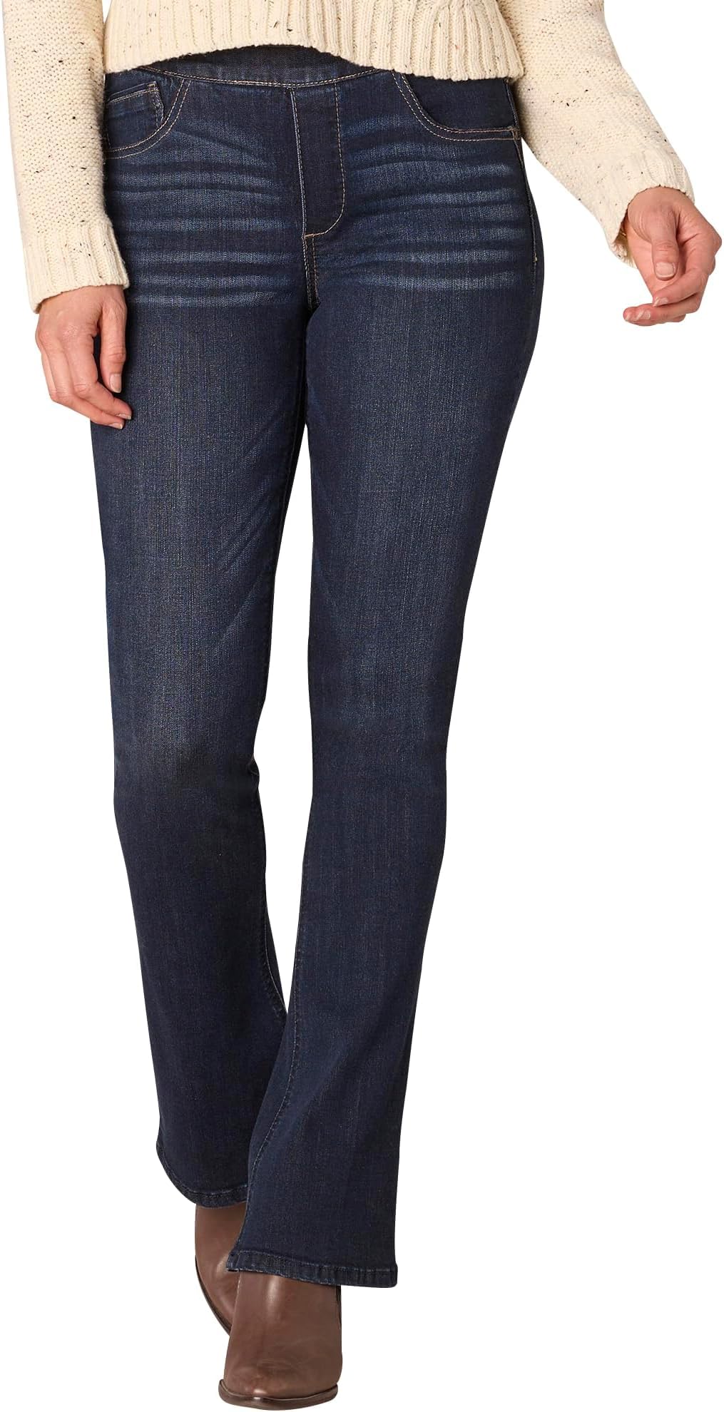 Democracy Women's Ab Solution High Rise Itty Bitty Bootcut Glider Jeans (Indigo2, 6)