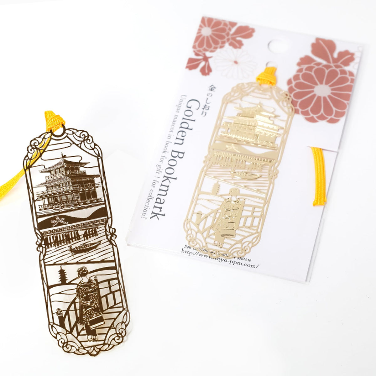 Toyo Seimitsu Kogyo Bookmark Kinkakuji and Maiko Gold D012