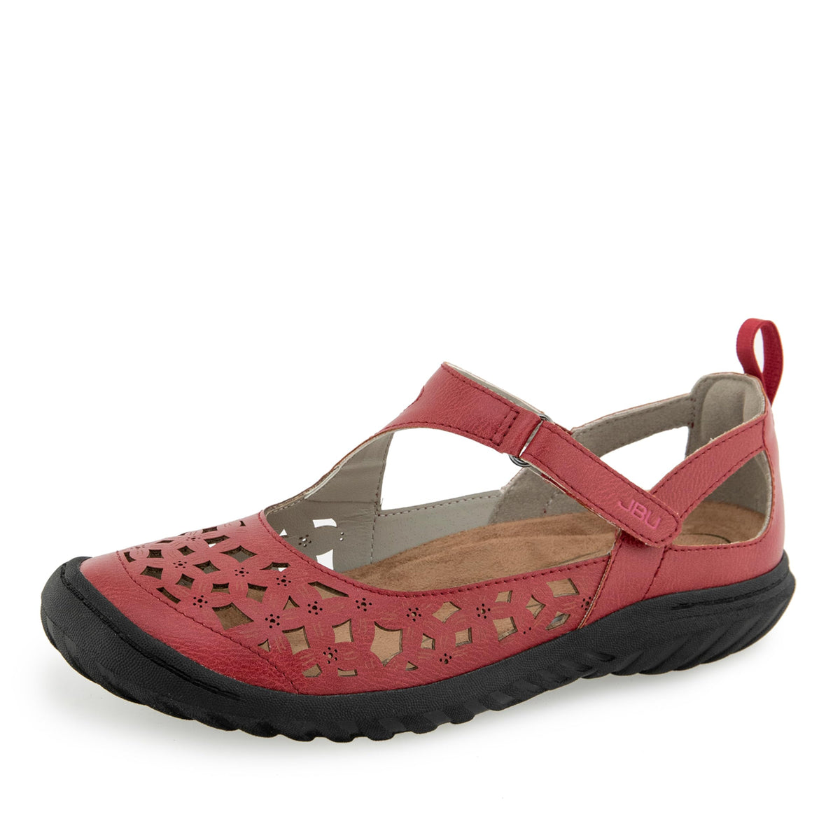 JBU Women's Bellerose Comfortable Adjustable Casual Floral Memory Foam APMA Accepted Mary Jane Walking Flat