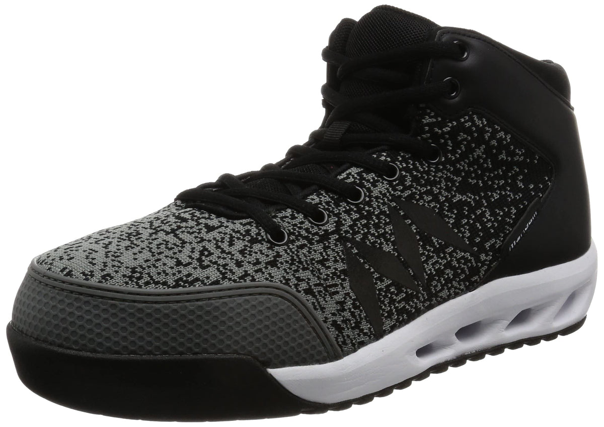 Gatsby High Top Safety Sneakers Mandom Knit - Innovative Knitted Breathable Material (26 cm - 8 US, Grey-Black)