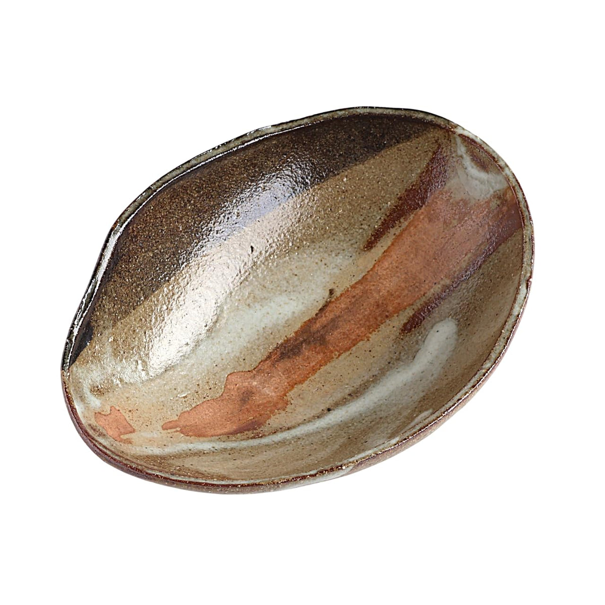 陶里 Tori W322-08 Shigaraki Ware Small Bowl with Akatsuki Oval