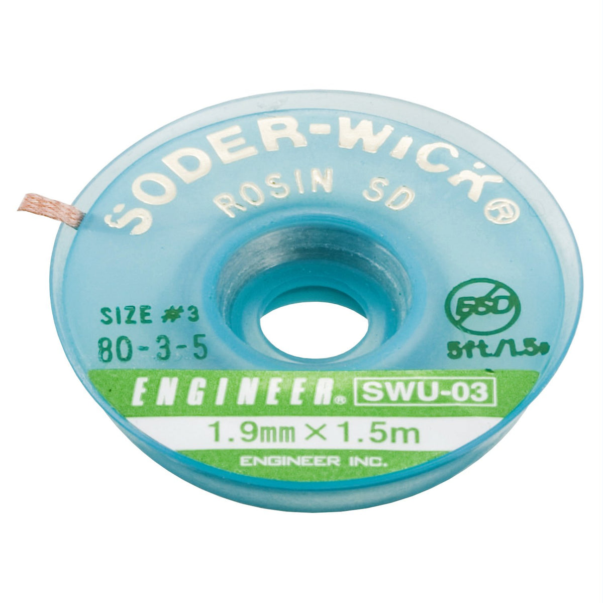 Engineer Solderwick SWU-03 Solder Suction Line, 0.07 in (1.9 mm x 1.5 m)