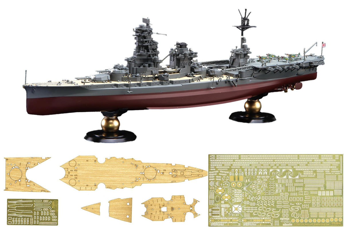 Fujimi Mokei FH-29 EX-2 1/700 Imperial Navy Series No. 29 EX-2 Japanese Navy Air Battleship Ise Full Hull Model (with Etched Parts and Wood Deck Seal)