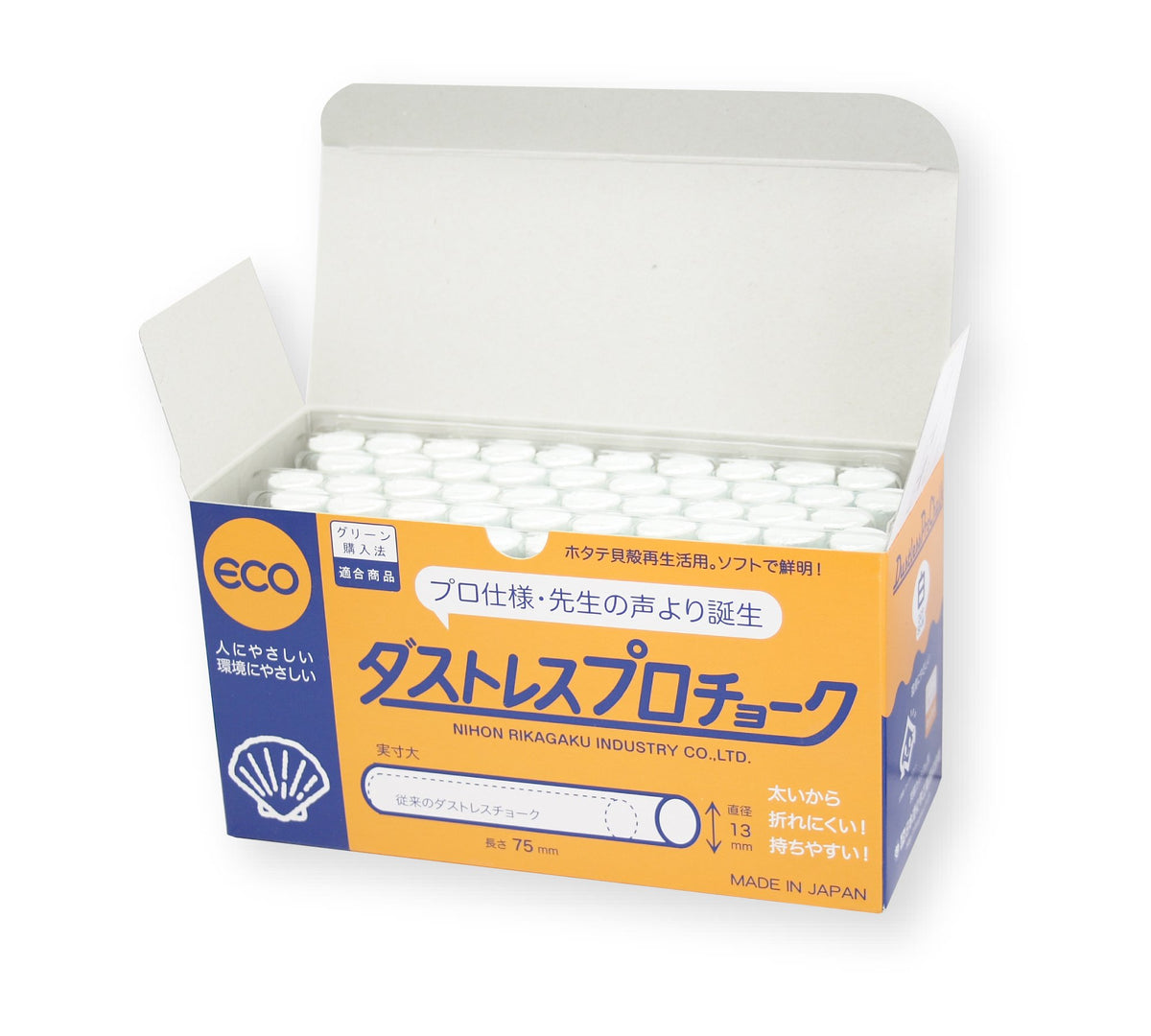 日本理化学 Dustless Professional Chalk (White) - produced by Nihon Rikagaku Industry Co., Ltd.