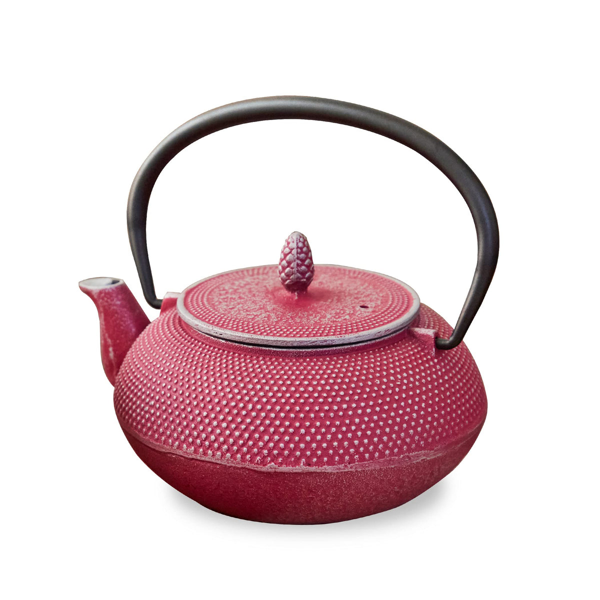 Roji Associates Cast Iron Teapot, Nanbu Tekki Teapot, ARARE - Round Type, Made in Japan, with Tea Strainer, Inner Enamel Finish, Pink Silver (20.29 fl oz)