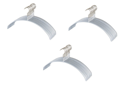 Mawa 111510 Non-Slip Hangers, Human Body Hangers, Set of 30, Silver