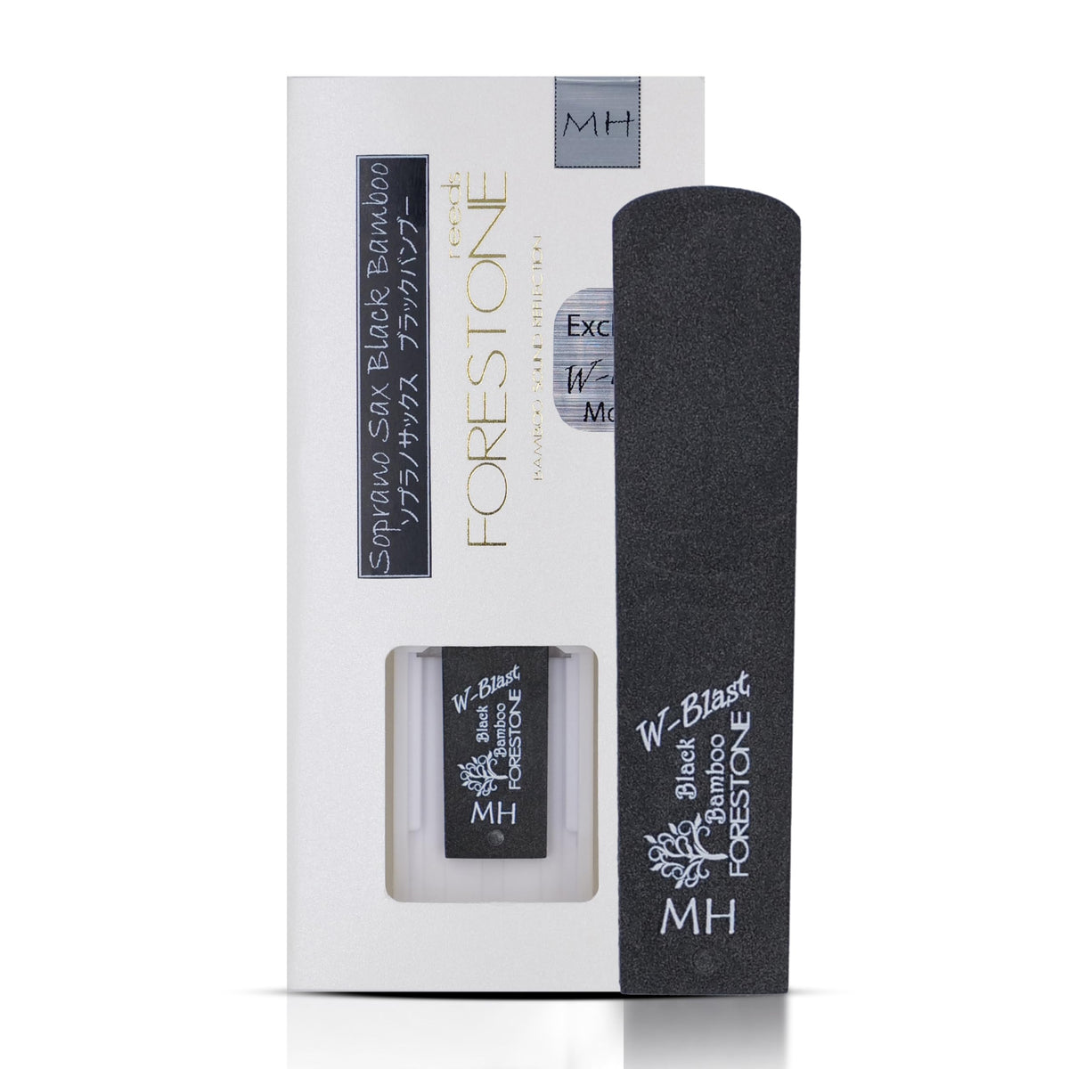 Forestone Black Bamboo W-Blast Synthetic Soprano Saxophone Reed with Bamboo Fiber and Carbon Blend, French Filed Cut with Dark, Classical Sound Profile - Long-Lasting - Made in Japan Medium Hard (MH)