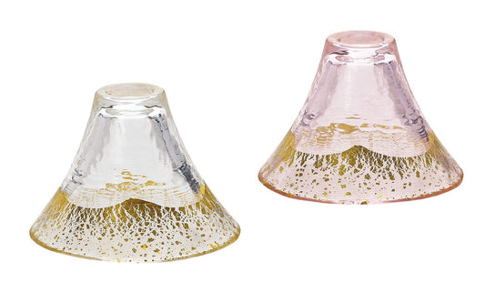 Toyo Sasaki Glass G636-T73 Cold Sake Glass Set, Congratulations Cup, Mt. Fuji Cold Sake Cup, Made in Japan, Pink & Clear, 2.0 fl oz (65 ml), Pack of 2