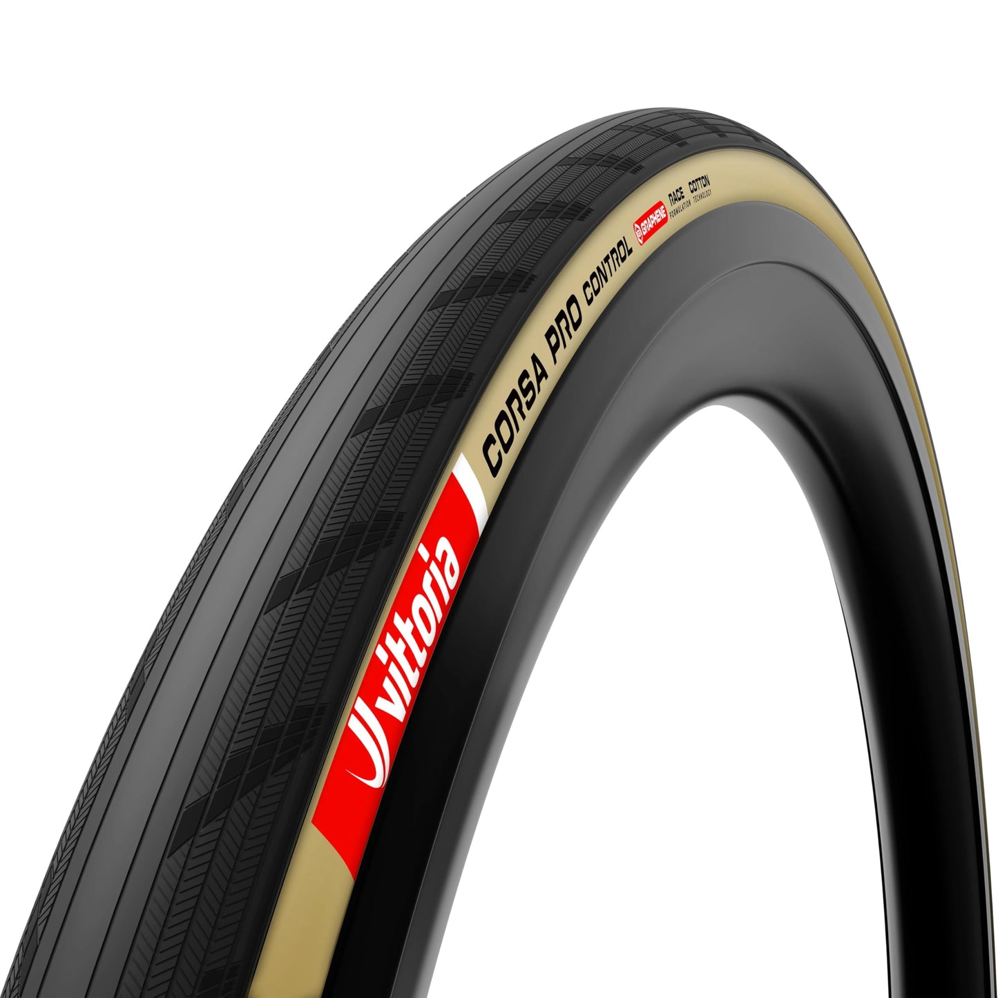 Vittoria Corsa Pro Control Tubeless-Ready Road Bike Tire - All-Conditions Tire - Cotton 320 TPI, Graphene + Silica (Tan, 700x30c)