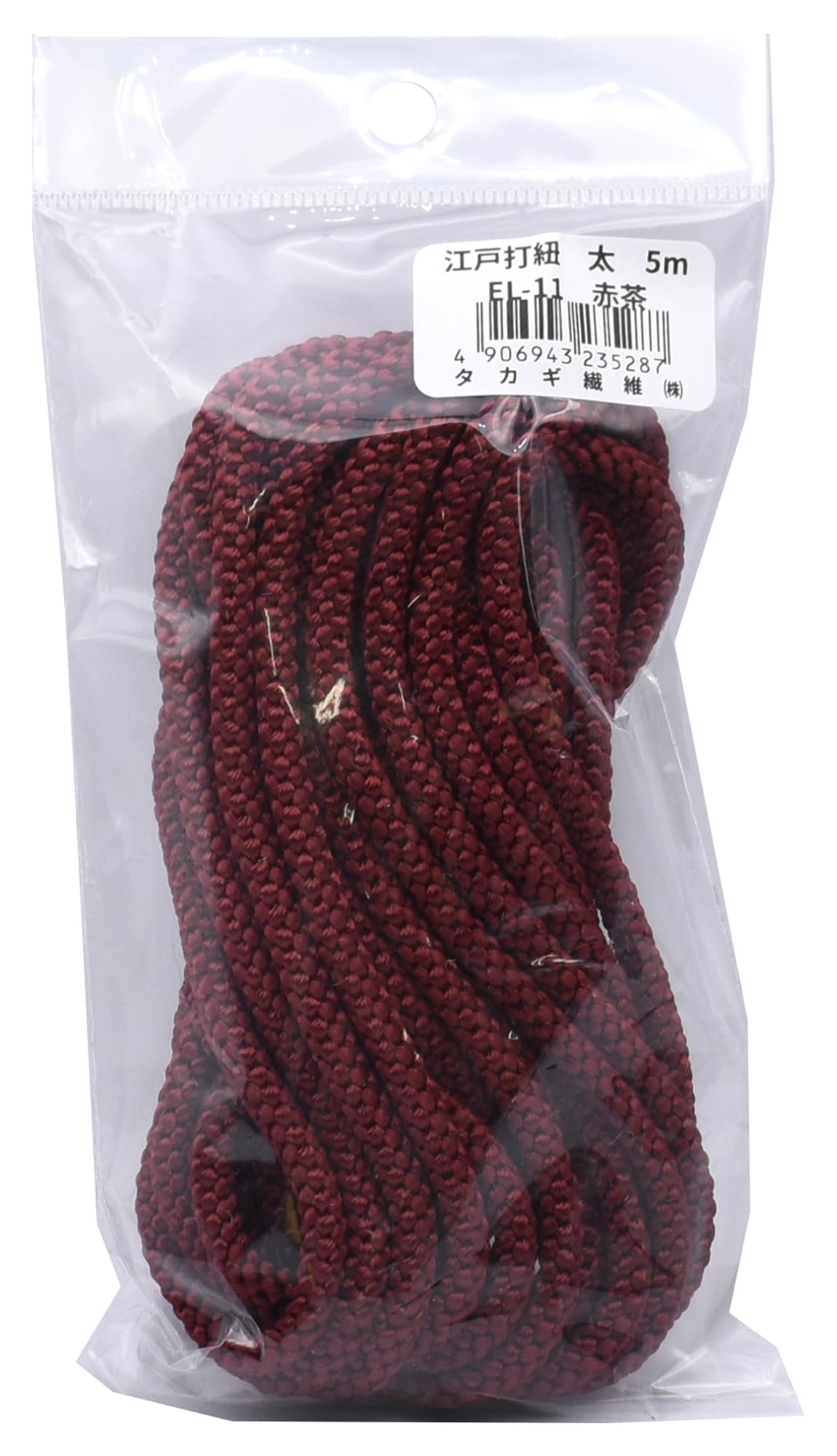 Takagi Fiber Panami Edo String Thick, Approx. 0.2 inch (5 mm) Wide, Approx. 16.4 ft (5 m) Cut, Red Brown, EL-11, 100% Rayon