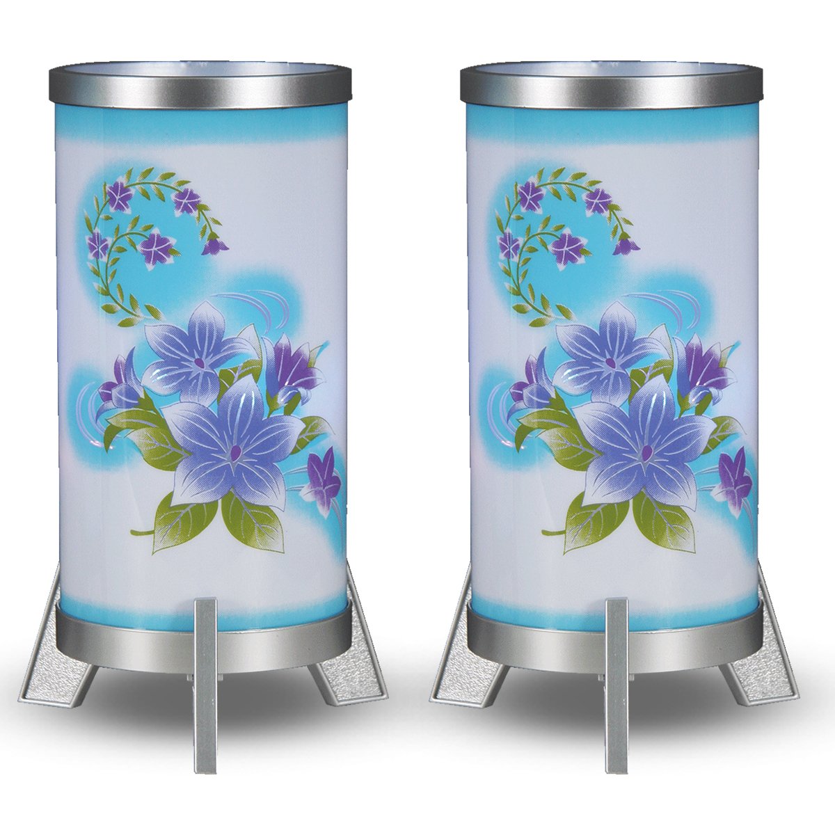 CtoC JAPAN Select T-3 Obon Lantern, LED, Electric, Silver, Height 9.3 inches (23.5 cm), Fire Bag Diameter 4.1 inches (10.5 cm), Kirara, Bellflower, Silver, PC Feet, Set of 2