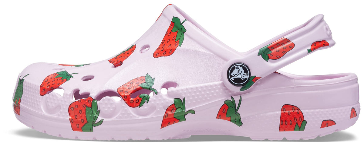 Crocs Unisex-Adult Baya Graphic Clogs, Strawberry Print, 4 Men/6 Women