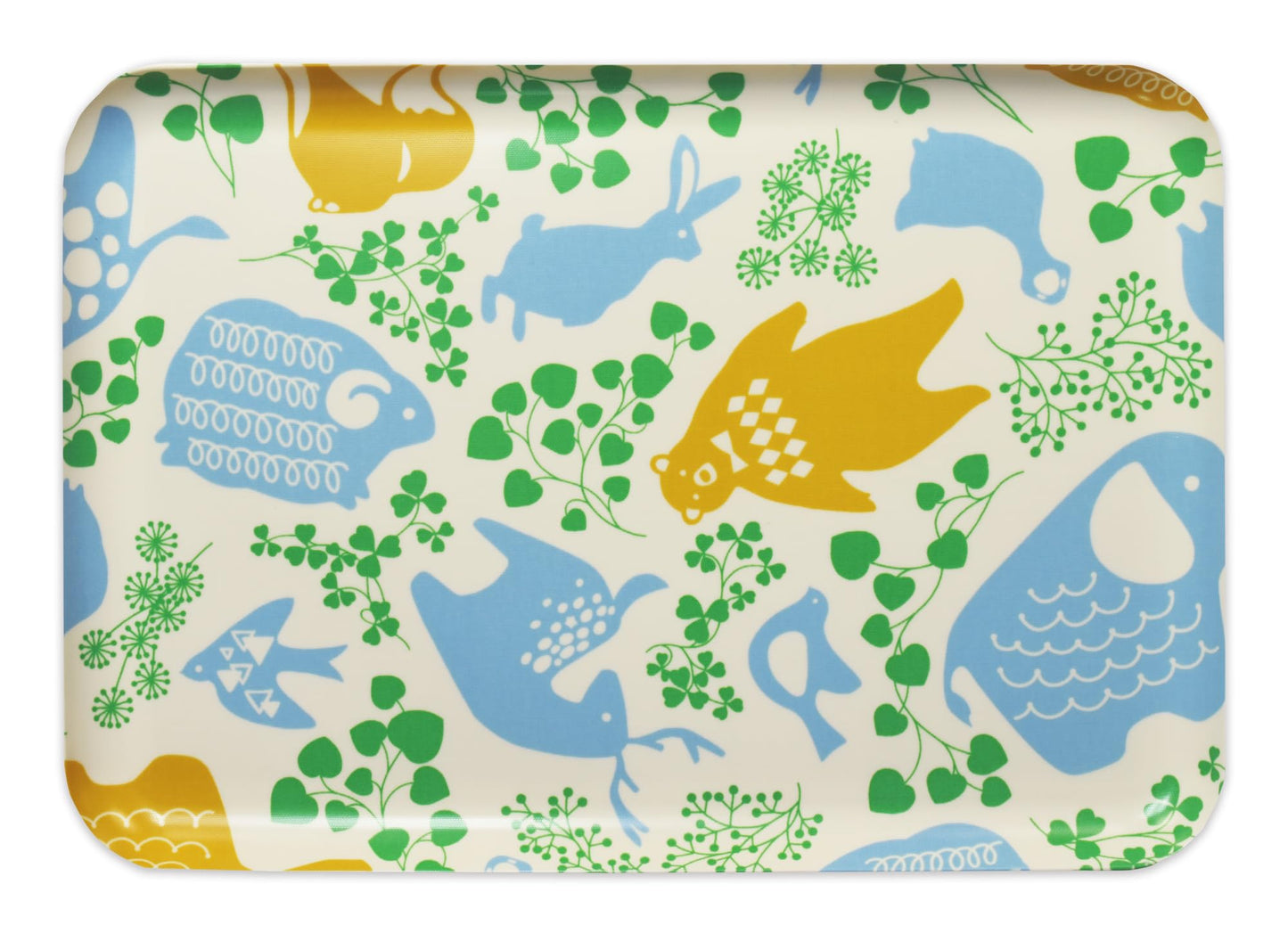 TATSU-CRAFT NR Non Slip Serving Tray with Nordic Forest Friends, Microwave Safe Plastic Tray, 15.3 x 10.6 Inches, Woodland Animal Design, Ideal for Cafeterias, Coffee Shops, Home, Snacks, Drinks, More