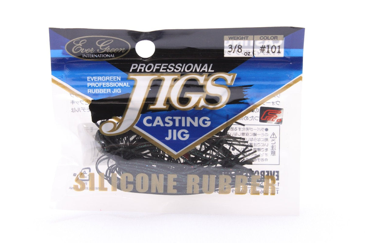 Evergreen #101 Rubber Jig, Casting Jig, Silicone Rubber Model, 3/8 oz, Kikumoto Black