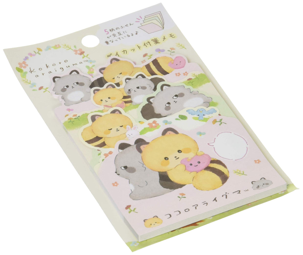 San-X Kokoro Raccoon Sticky Notes, Die Cut MH02201