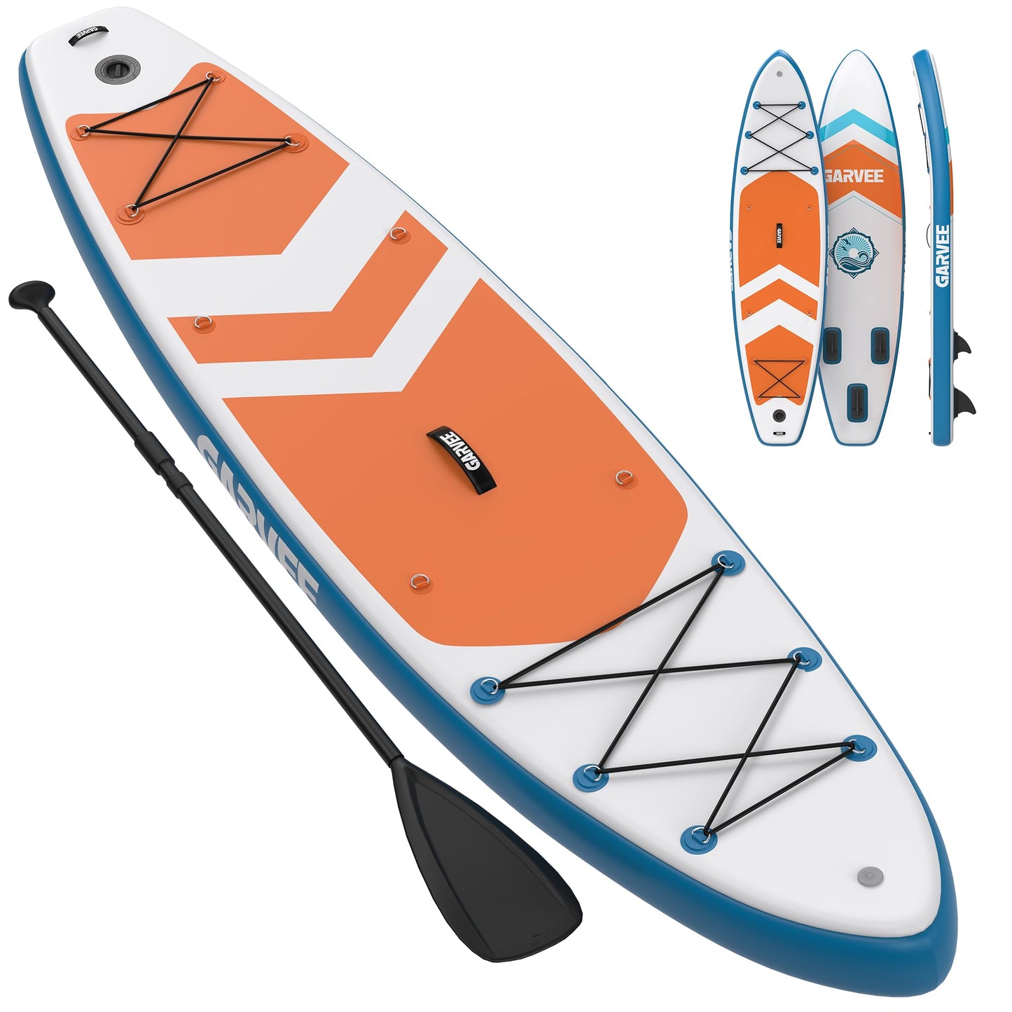 GarveeLife Inflatable Paddle Board for Adults, 10'6"/11" Inflatable Stand Up Paddle Board with Premium Accessories, Non-Slip EVA Deck, Ultra-Light Carry Bag, Pump, SUP Board for Adult (Orange, 10.6ft)