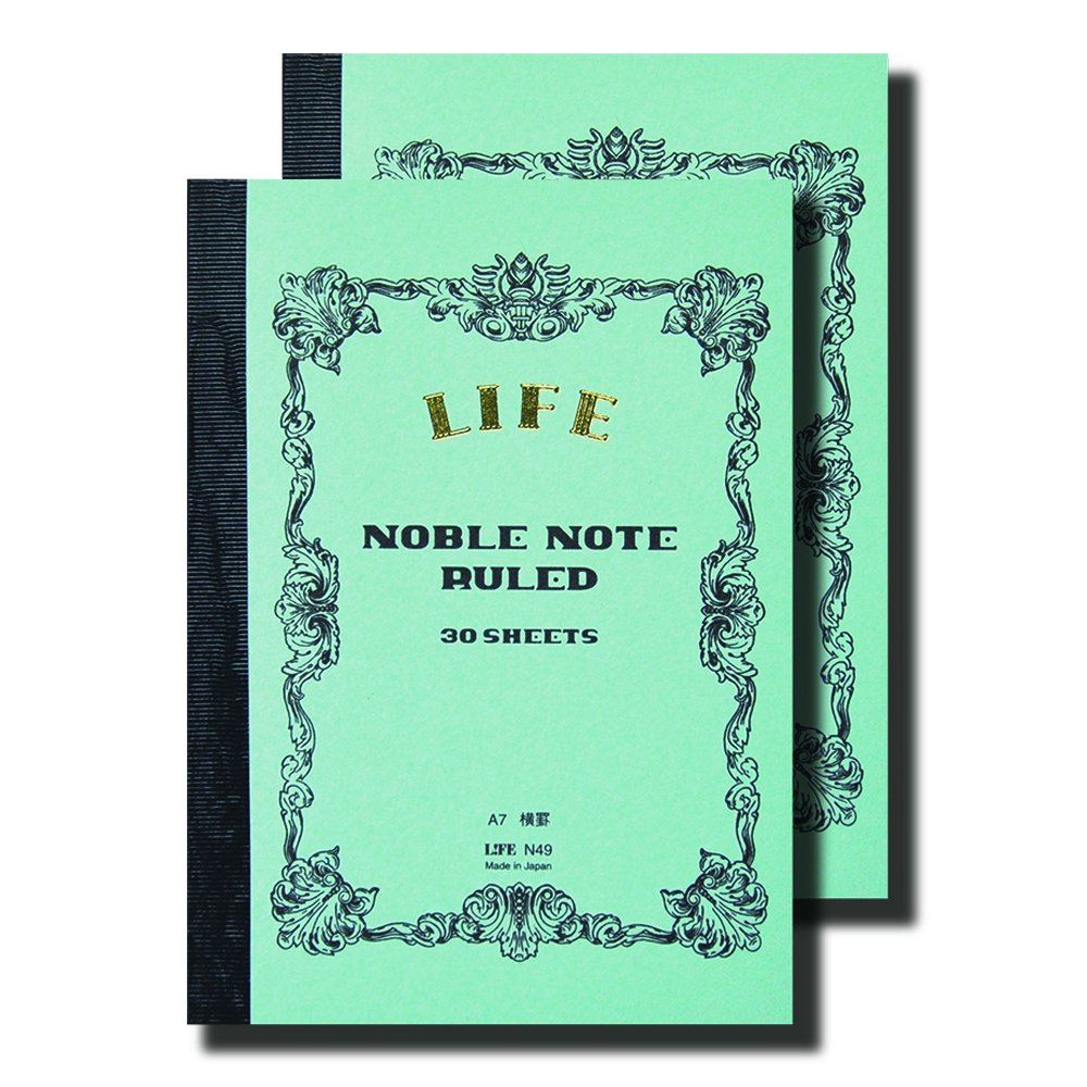 Life Noble Notebook, A7, Horizontal Ruled, N49, Set of 2