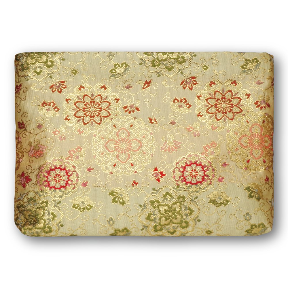 [HOTOKUDO] Japanese-inspired zipper pouch(bag). (Brocade fablic, Gold, H: 9.65" W: 6.89", (import from japan))
