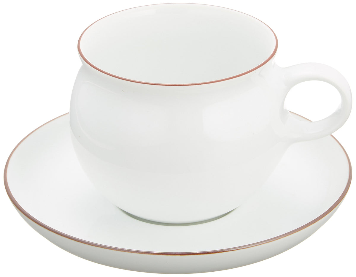 Hakusan Toki Hasami Ware G-Shaped Morning Cup & Saucer White (Cup) φ3.3 x 4.5 x 2.9 inches (8.5 x 11.5 x 7.3 cm) (Saucer) φ5.7 x 1.0 inches (14.5 x 2.5 cm), Made in Japan