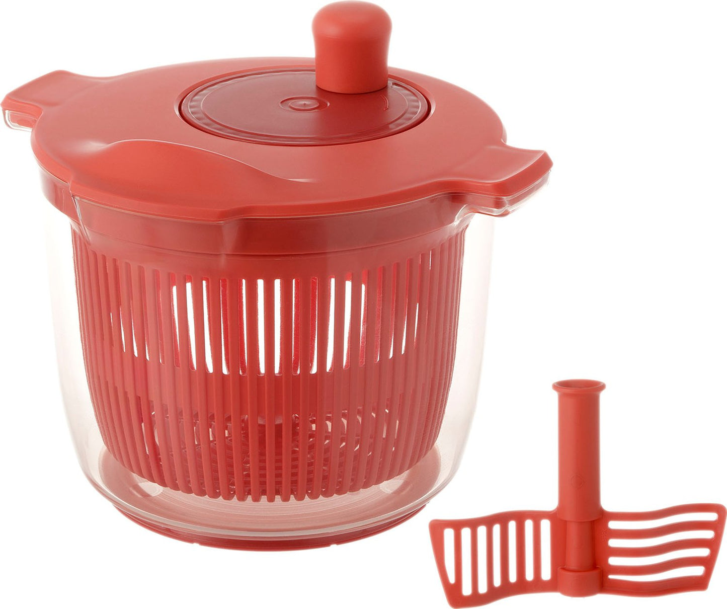 リス Risu Liberalista Salad Spinner & Mixer, Vegetable Drainer, Red, 0.6 gal (2.3 L), Made in Japan