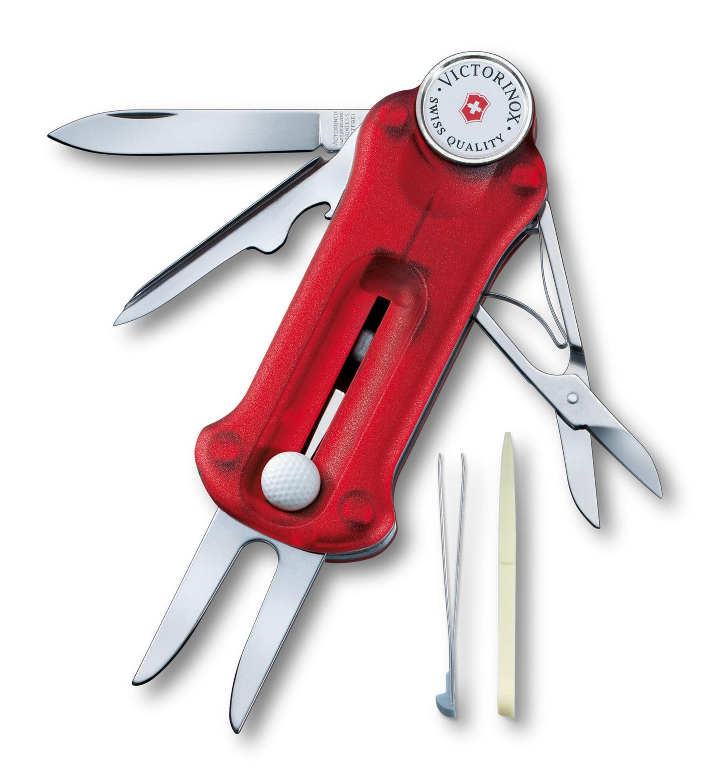 Victorinox Swiss Army Golf 10 Functions Multi-Tool, Red Transparent