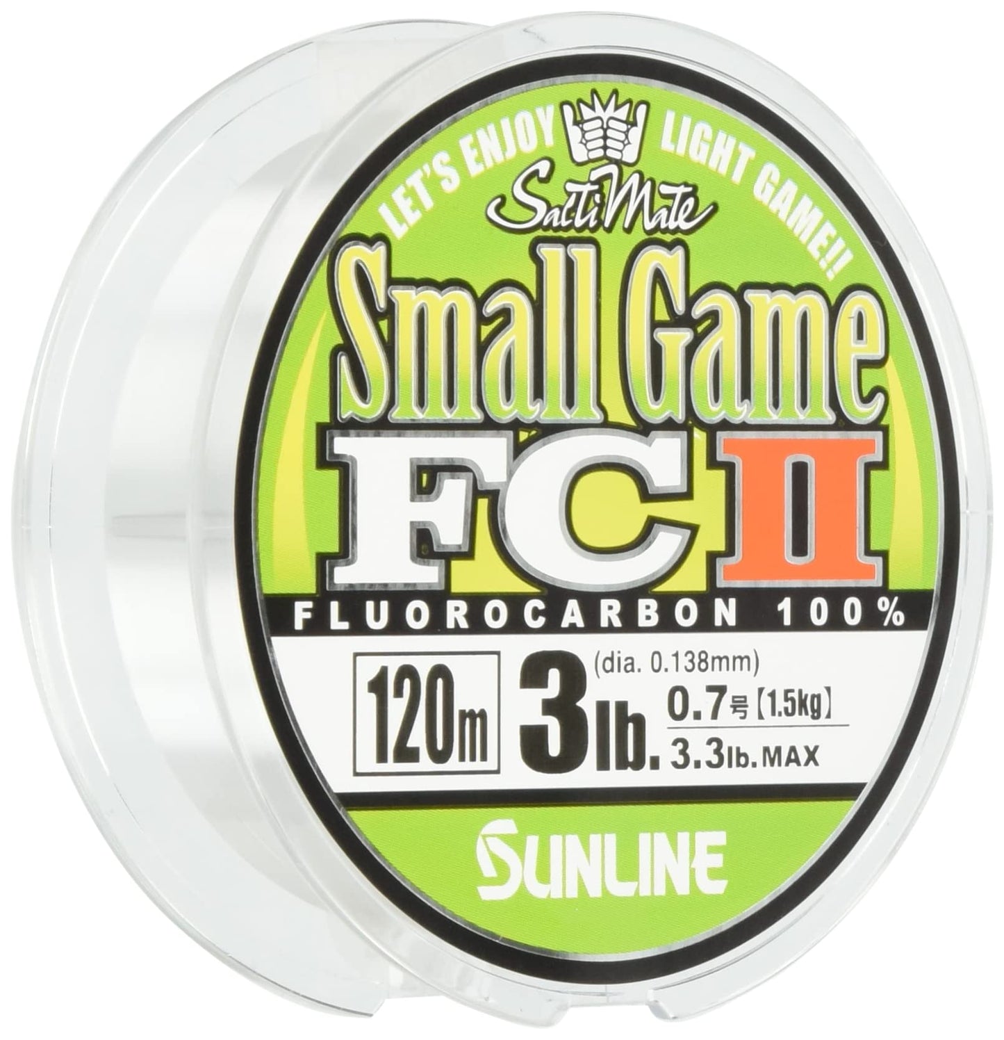 SUNLINE Fluorocarbon Line, Saltimate, Small Game FC II, 47.2 ft (120 m), No. 0.7, 3 lb, Natural Clear