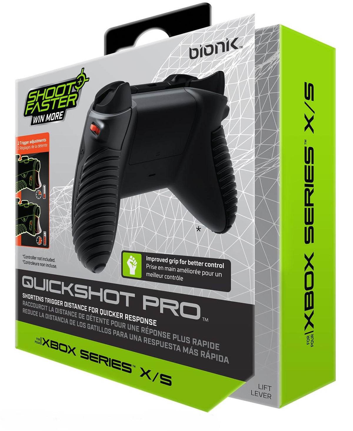 Bionik Quickshot Pro For Xbox Series X/S: Custom Grip and Dual Trigger locks for Faster Shots and Improved Gameplay