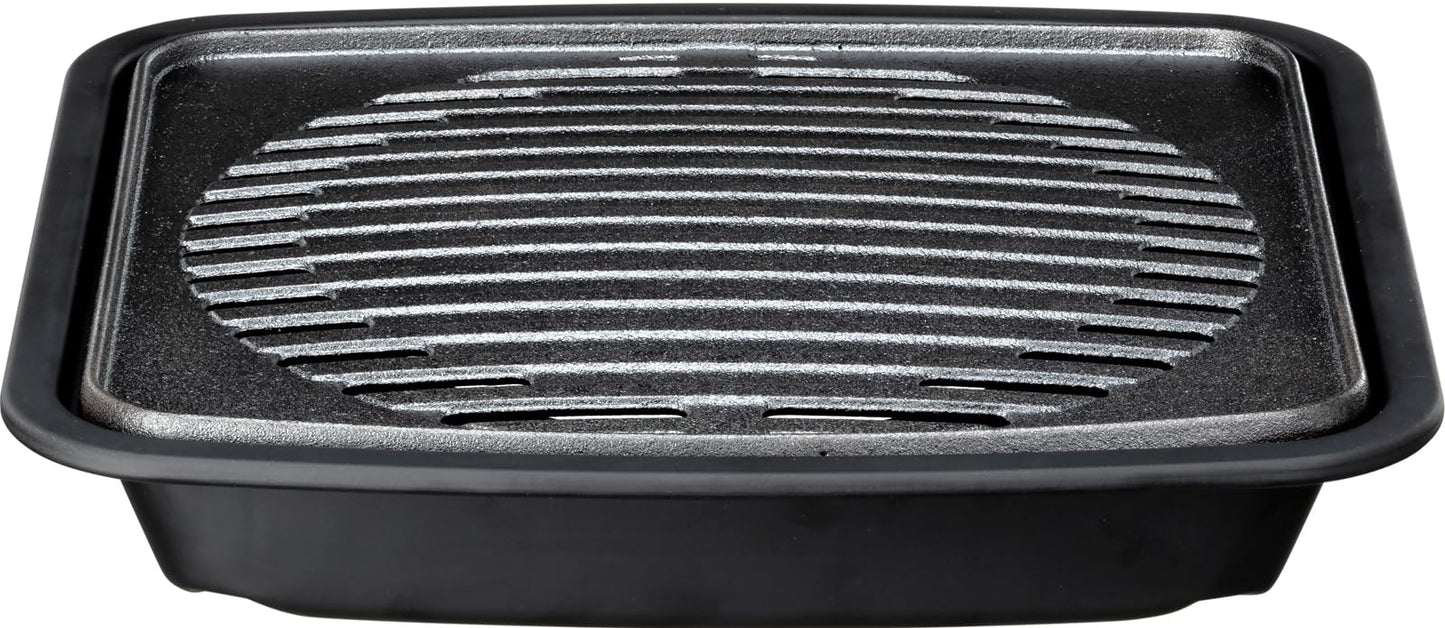 Ishigaki Iron Cast Yakiniku Grill, S, Approx. Height 10.0 x Width 9.4 inches (25.5 x 24 cm), Delish Life Plate, For 1 Person, Black