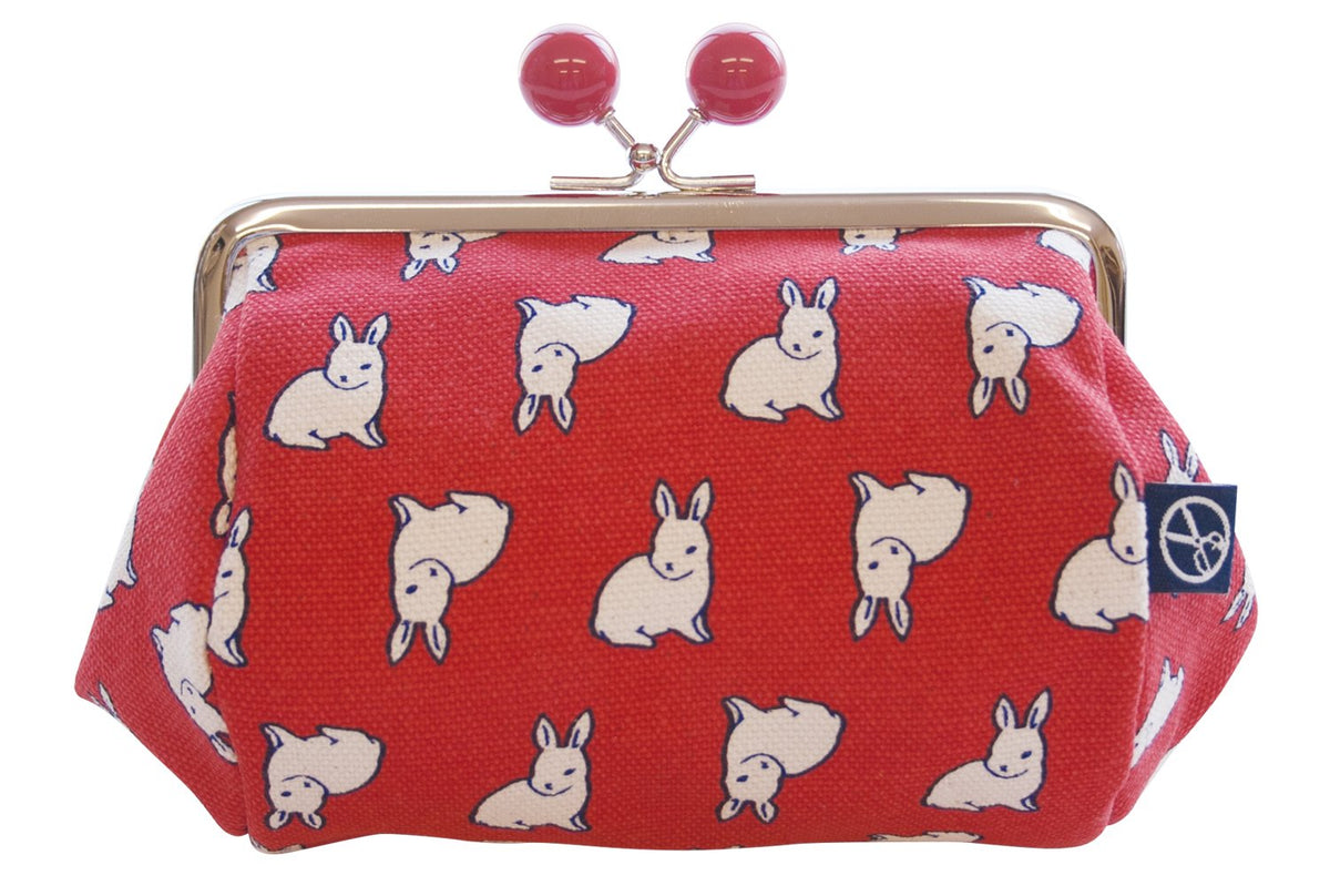 Maeda Senko 333-30006-006 Goshikihanpudo Animal Series Straw Pouch with Beads, Rabbit, bunny, One Size