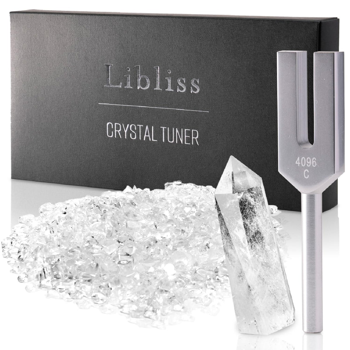 Libliss Tuning Fork Crystal Tuner 4096hz Healing Tone with Crystal Grain Set of 5