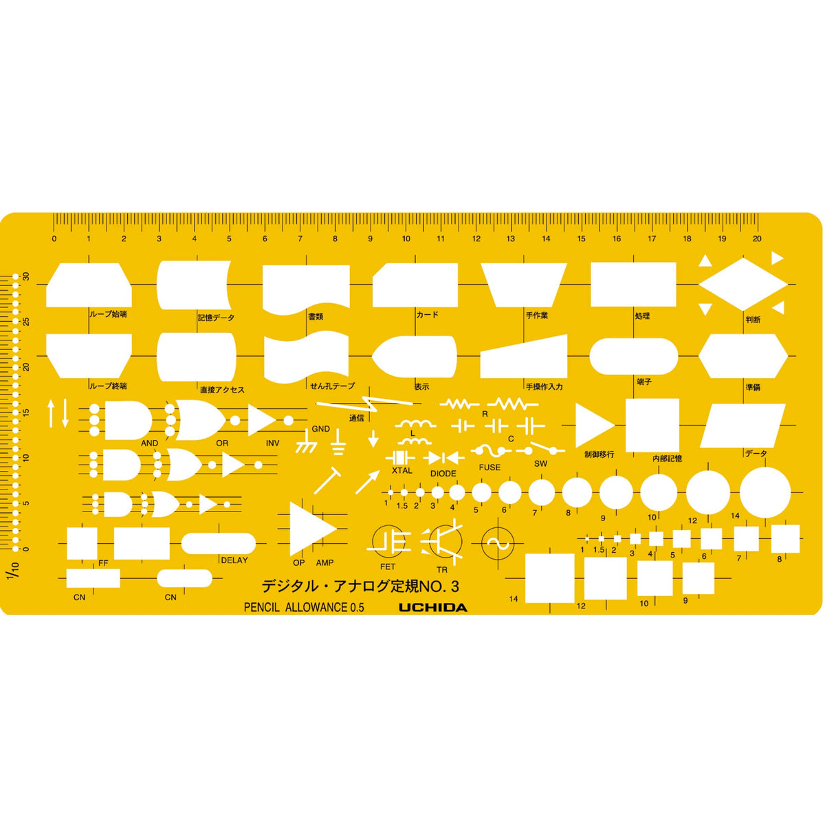 Uchida template digital-to-analog ruler No.3 ink edge with 1-843-1800 (japan import)