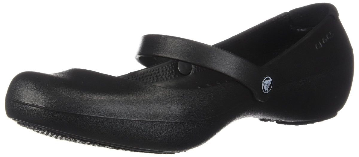 Crocs Women's Alice Work Flats | Slip Resistant Work Shoes, Black, 4 Women
