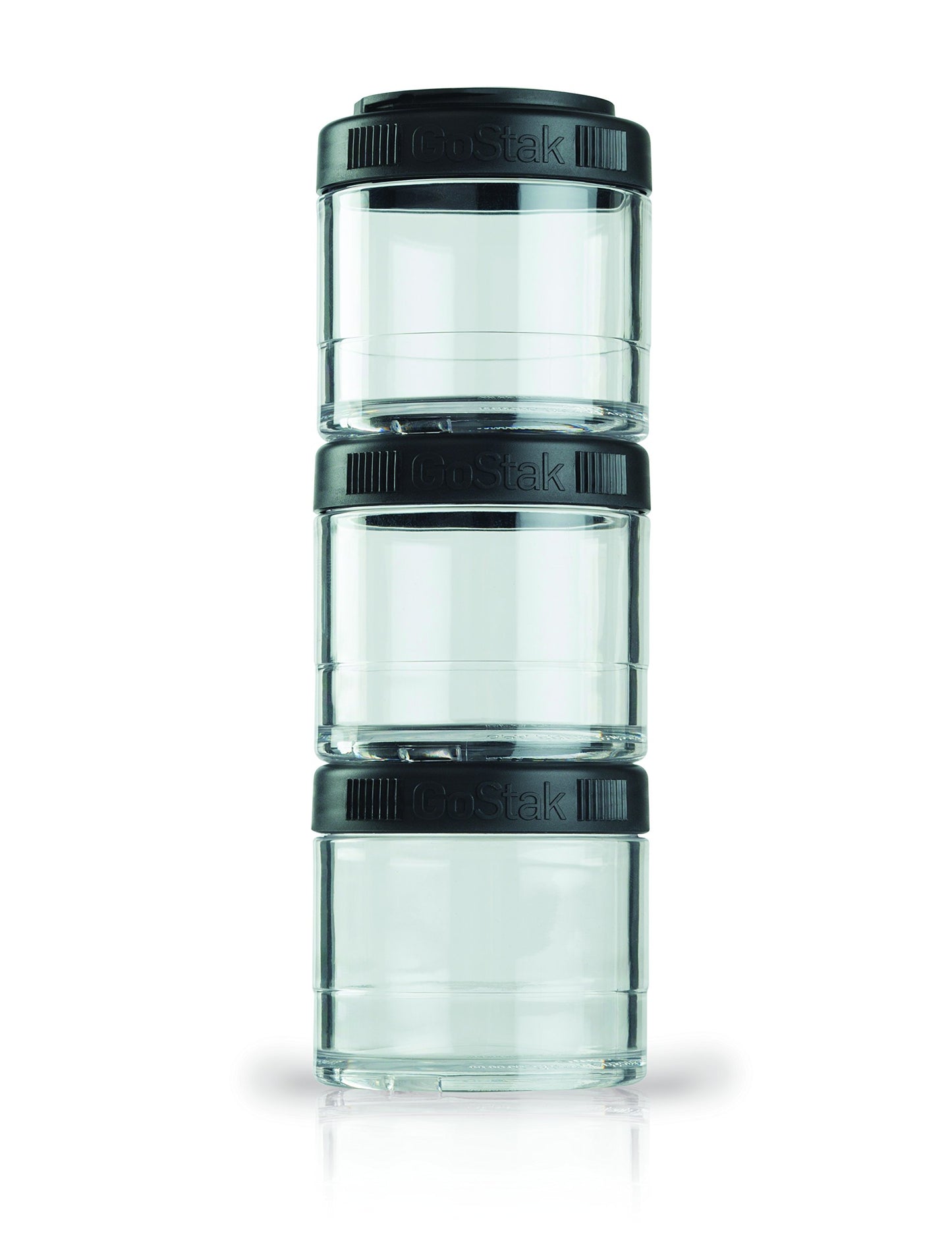 BlenderBottle GoStak Tritan Twist n' Lock Storage Jars 3 Jar Black