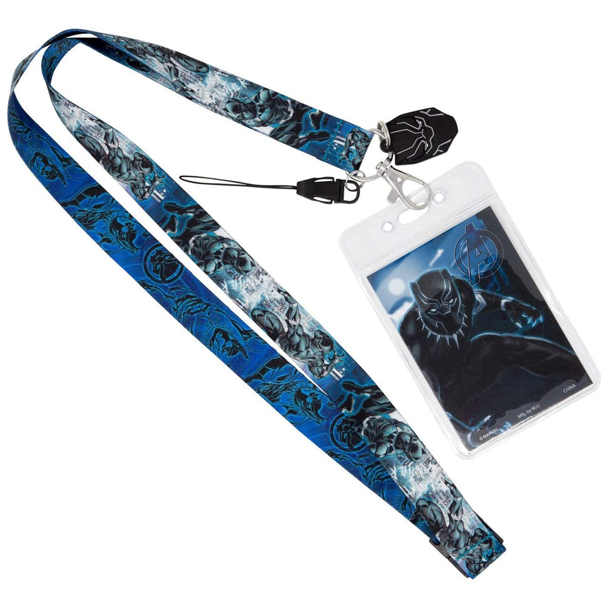 Marvel 68947 Black Panther Lanyard with Screen Cleaner Charm, Multi Color