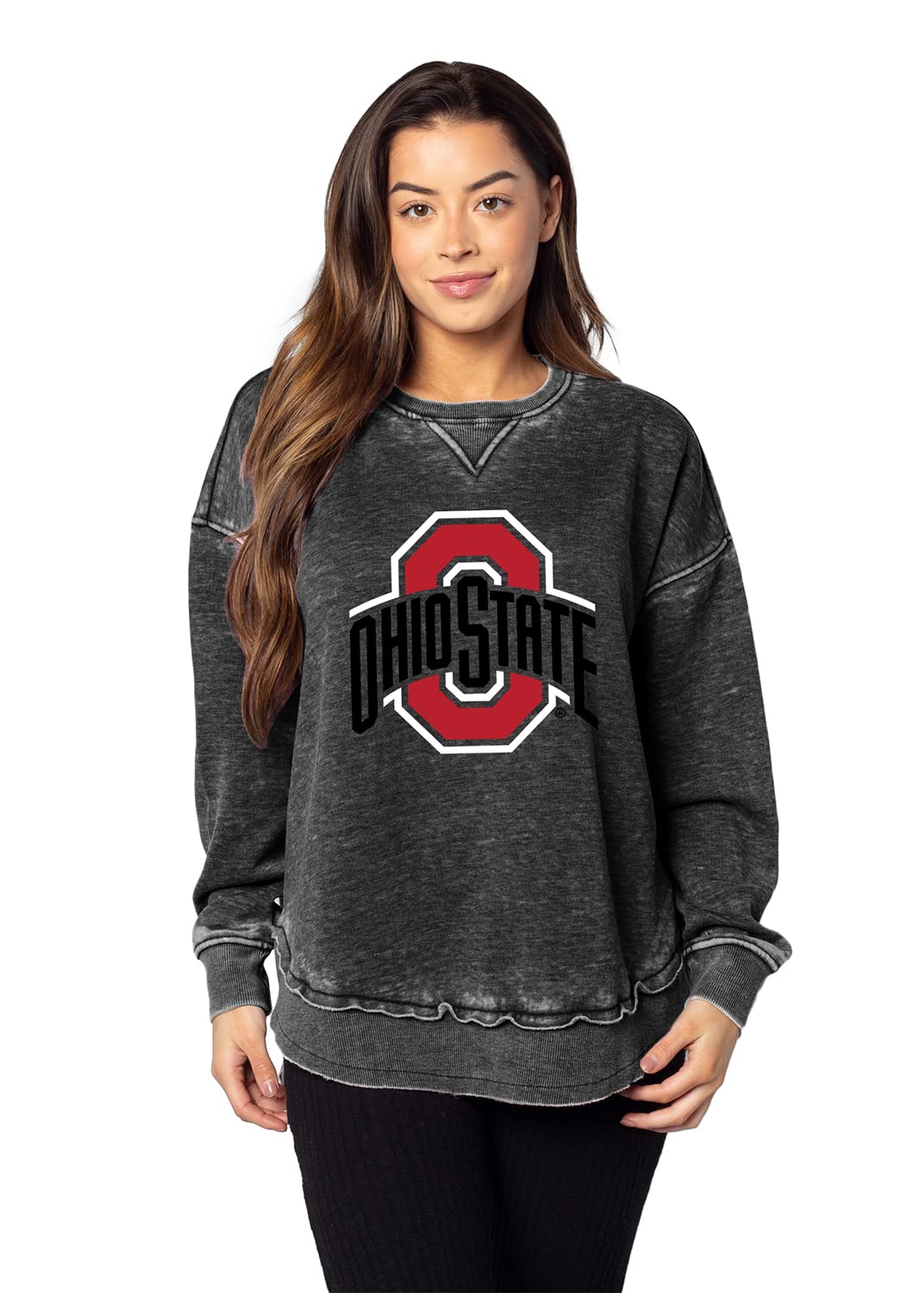 Chicka-d NCAA Ohio State Buckeyes Womens Pullover Sweatshirt, Charcoal, X-Large (480_NC_PL)