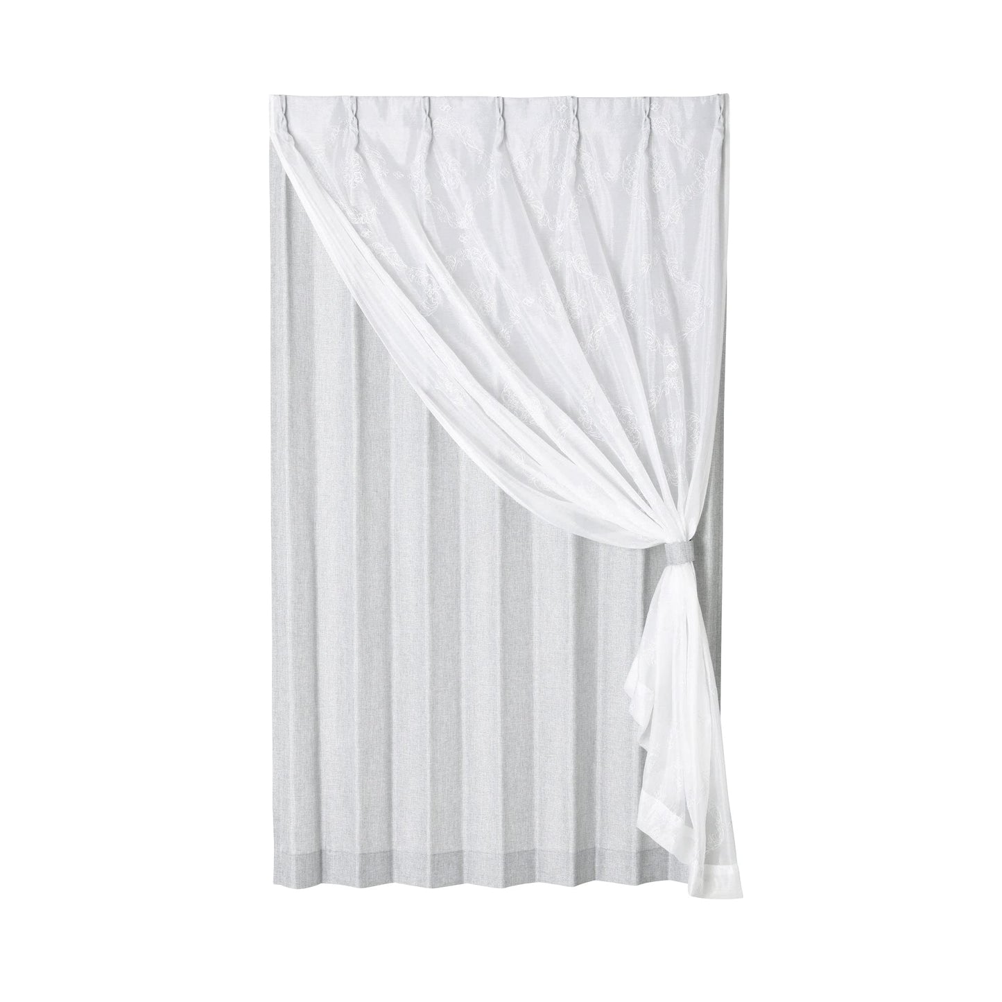Francfranc Franc Lame x Remanifi Double Curtain H 70.1 x W 39.4 inches (178 x 100 cm), Gray (Lace & Drape)