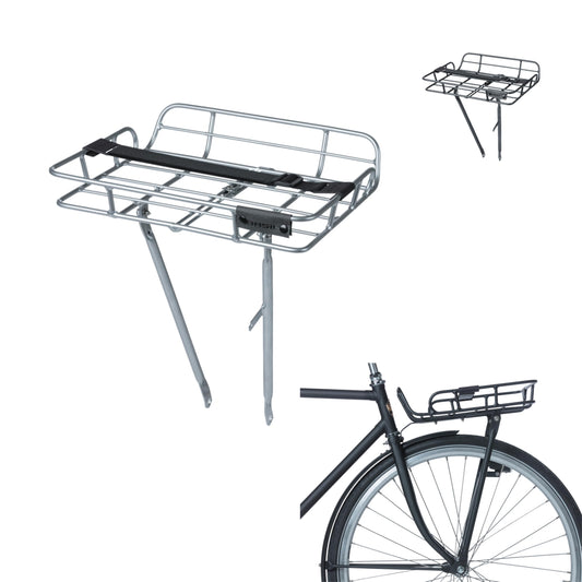 Basil Portland Front Carrier (Polished Aluminum, with Rail)