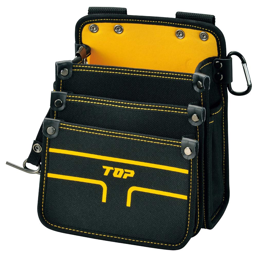 TOP TPD-301M Waist Bag for Electricians, 3 Tiers, Medium, Diagonal Function, Tape Holder, Carabiner Included