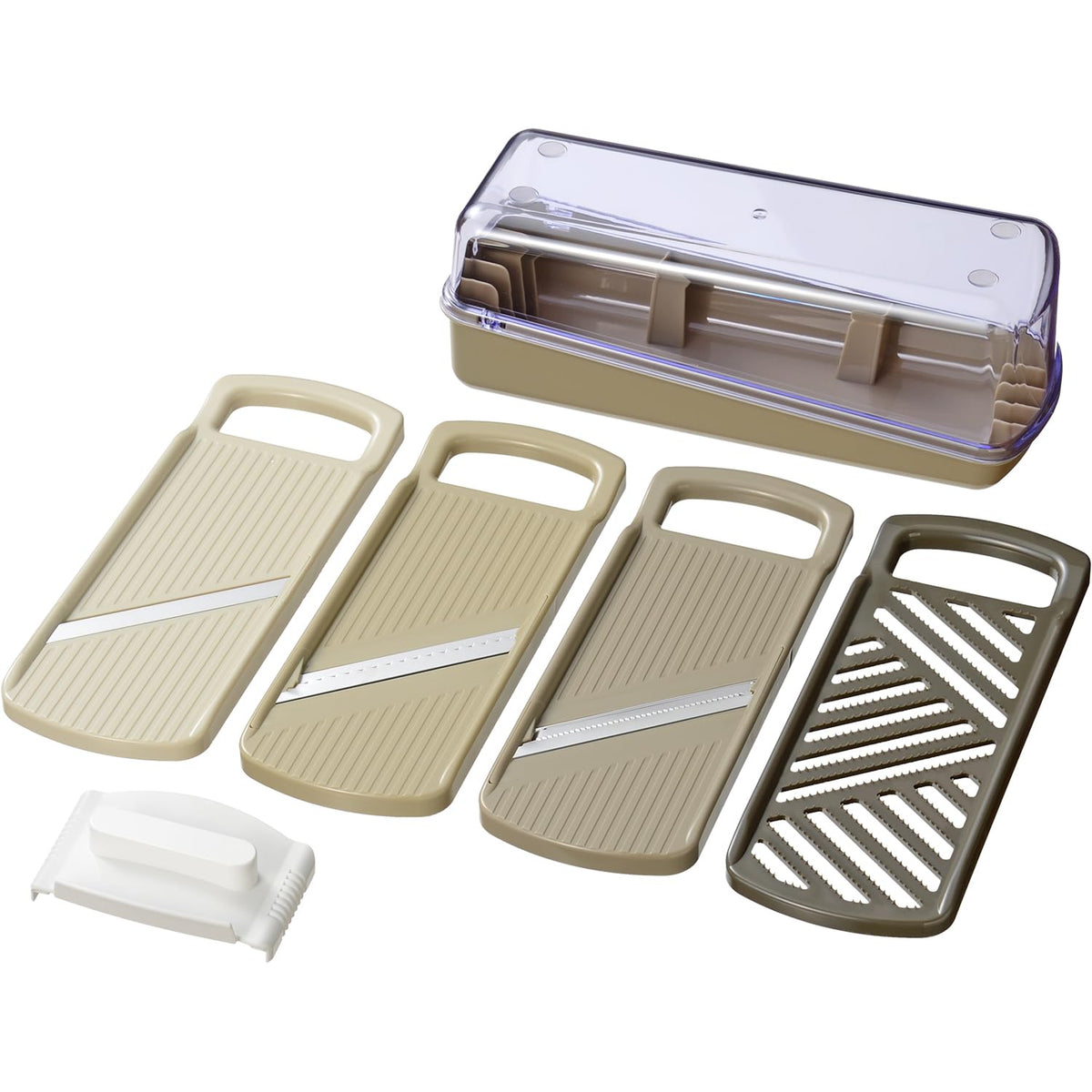 Wahei Freiz MOT PLUS ME-7772 Multi-Slicer Set, 4 Types of Slice, Grater, Julienne, Toppers, Safety Guard Included