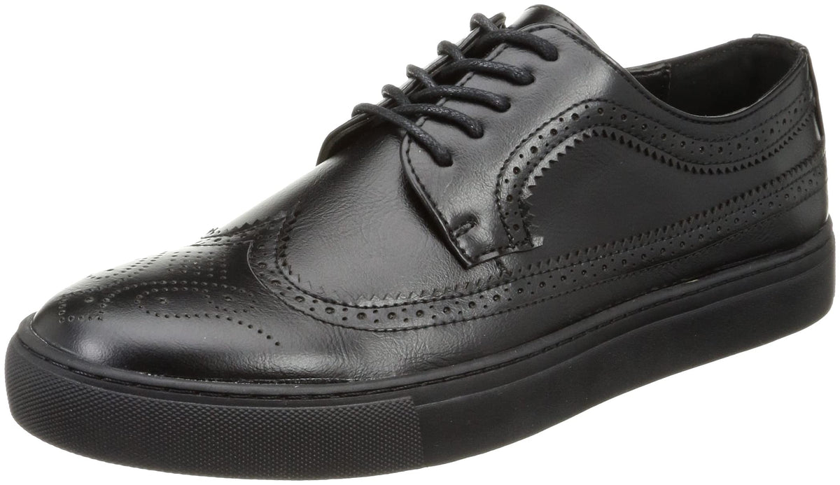 DEDEDES 6330-M Men's Wingtip Lace-Up Sneakers, All Black, 26.0 cm 3E