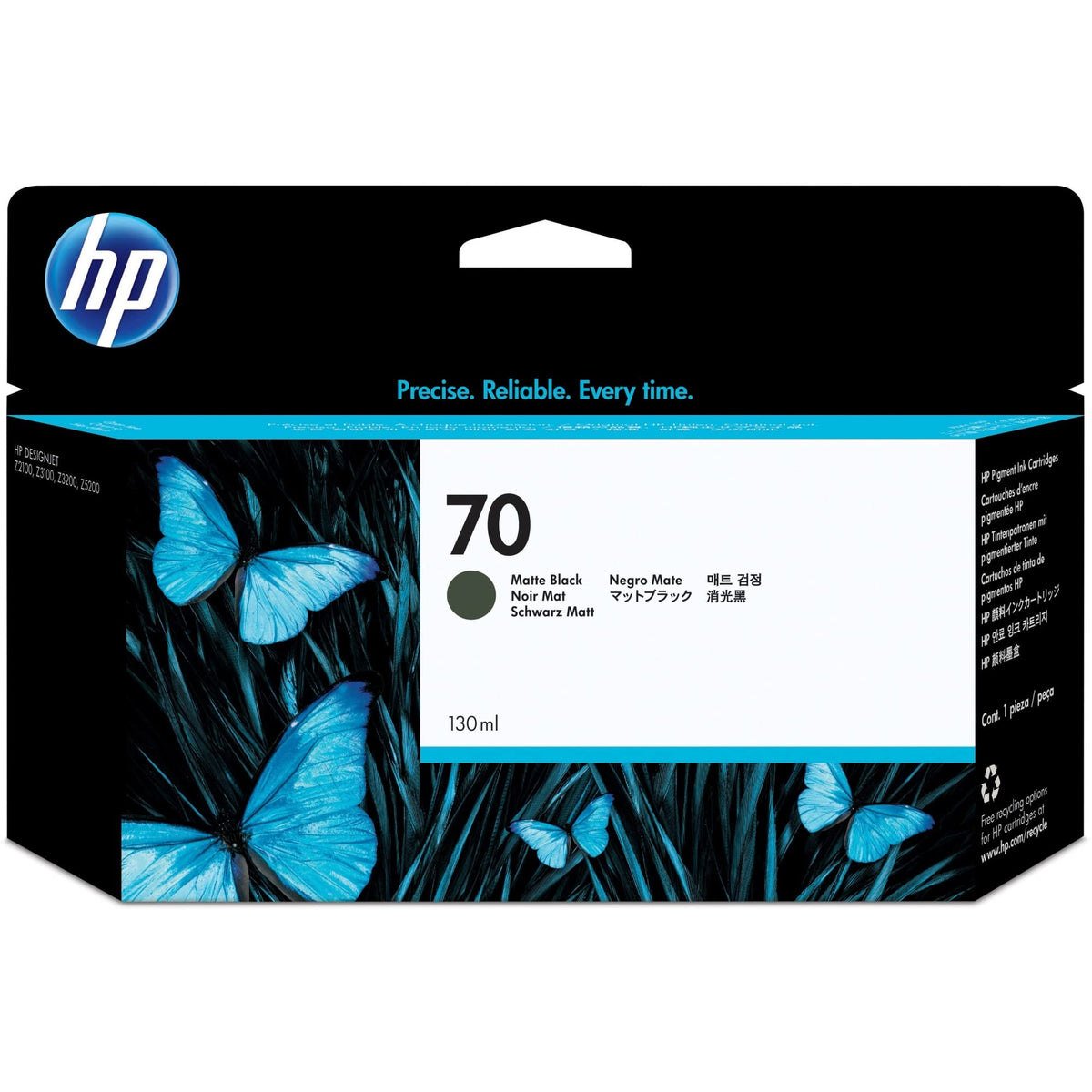 HP 70 Matte Black 130-ml Genuine Ink Cartridge (C9448A) for DesignJet Z5400, Z5200, Z3200, Z3100 & Z2100 Large Format Printers