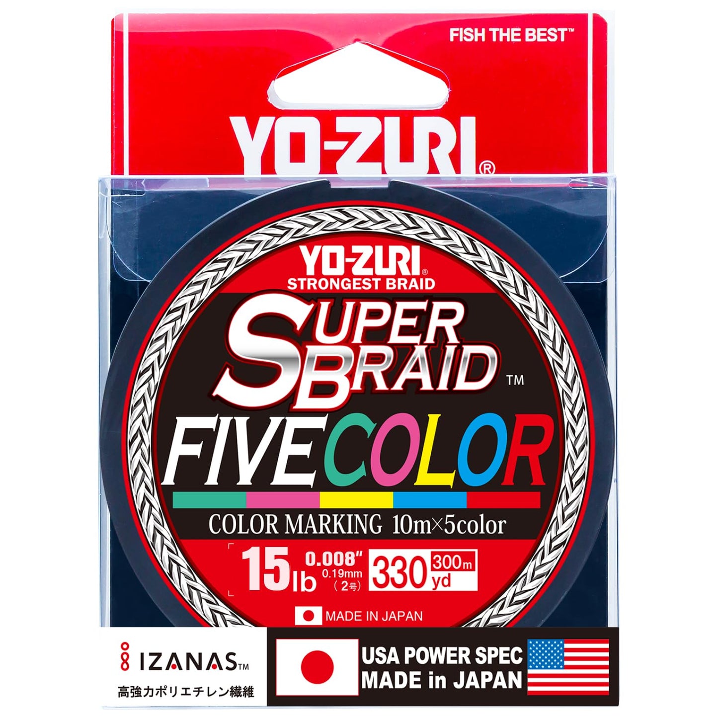 Yo-Zuri YZ-SB-15LB-5C-330YD: Superbraid Five Color 330Yds 15Lbs, (5 Color)