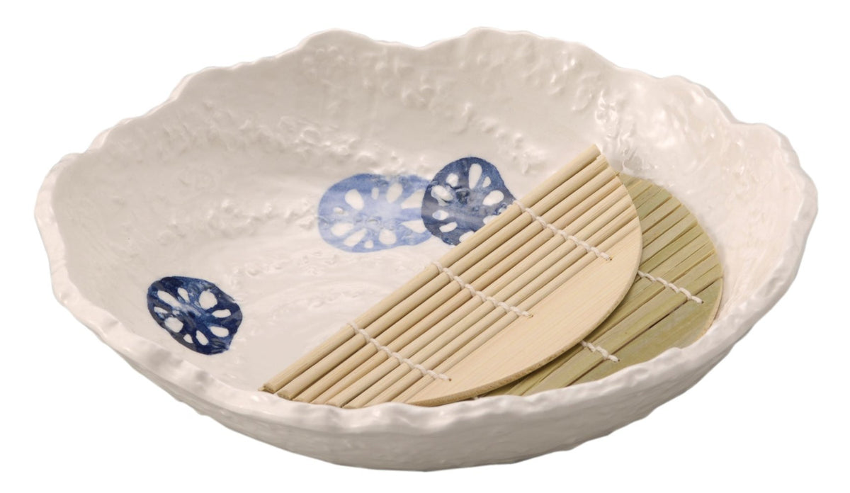 Santo Banko Ware 15373 Oekoshi Lotus No. 8 Noodle Pot (with Slats) (Blue)