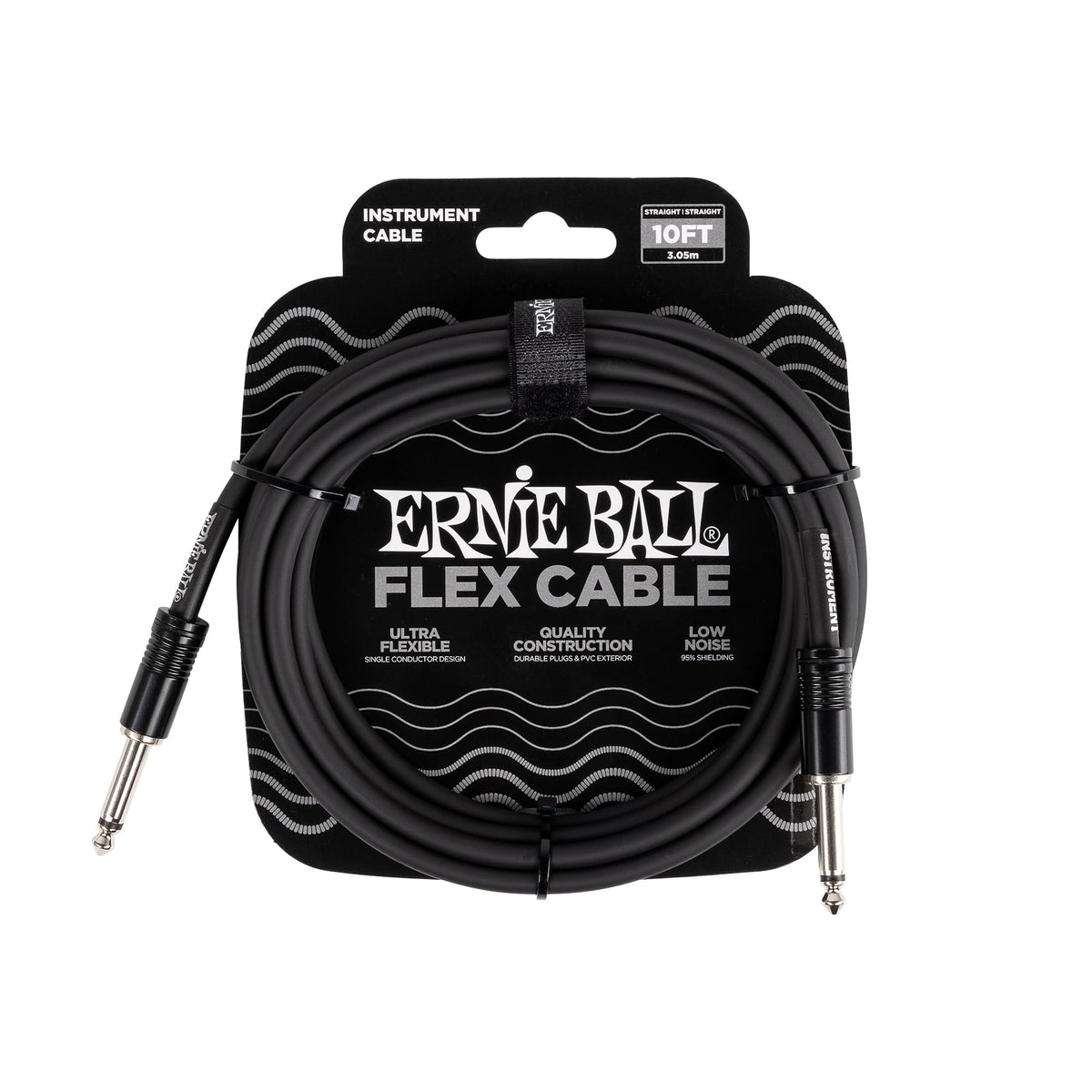 Ernie Ball Flex Instrument Cable Straight/Straight 10ft - Black (P06434)